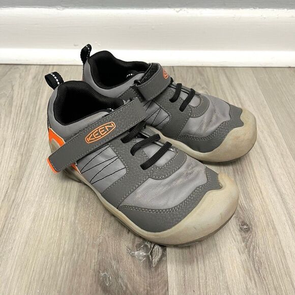 Keen Sneakers Boys 1 Grey and Orange Knotch Peak Lightweight Washable Shoes - Picture 1 of 6